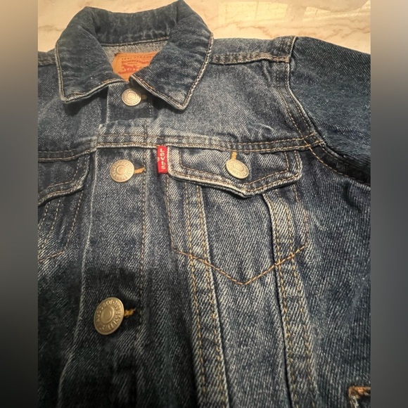 Levi’s Strauss Blue Denim Trucker Jacket Snap Button Front Unisex Toddler 4T - Picture 2 of 5